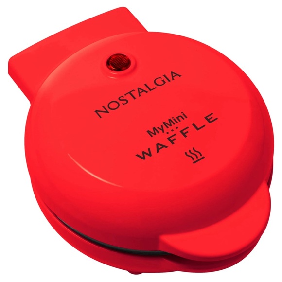 Red Mini Waffle Maker + Rainbow Measuring Spoons - Picture 2 of 16